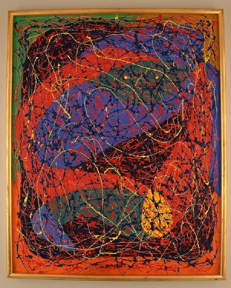 Svend Aage Krogstrup, artiste danois. 
Acrylique sur carton. Composition abstraite. Daté de 1991.
La planche mesure : 60 x 48 cm.
Le cadre mesure : 1.5 cm.
En parfait état.
Signé et daté.