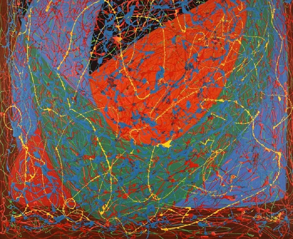 Modern Svend Aage Krogstrup, Danish Artist, Acrylic on Board, Abstract Composition For Sale