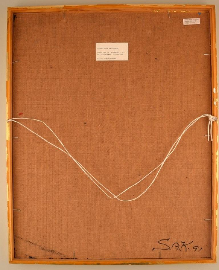 Svend Aage Krogstrup, dänischer Künstler, Acryl auf Karton, Abstrakte Komposition im Zustand „Hervorragend“ im Angebot in Copenhagen, DK