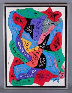 Svend Aage Krogstrup, Danish painter. Acrylic on canvas. Abstract composition.