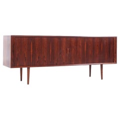 Svend Aage Larsen Faarup Møbelfabrik MCM Danish Rosewood Tambour Door Credenza