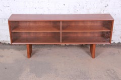 Svend Aage Larsen for Faarup Danish Modern Teak Glass Front Bookcase or Credenza