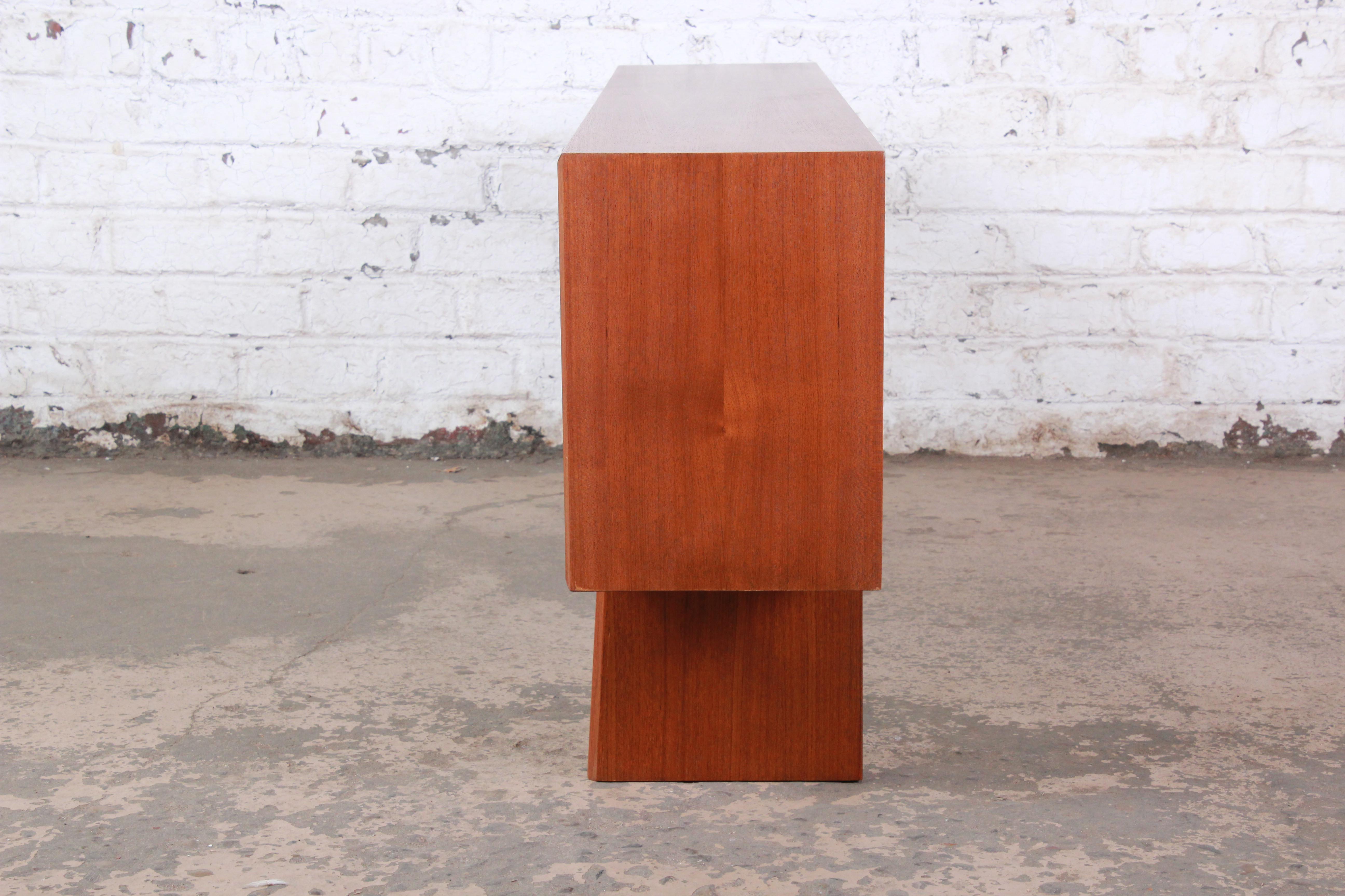 Svend Aage Larsen for Faarup Danish Modern Teak Glass Front Bookcase or Credenza 4