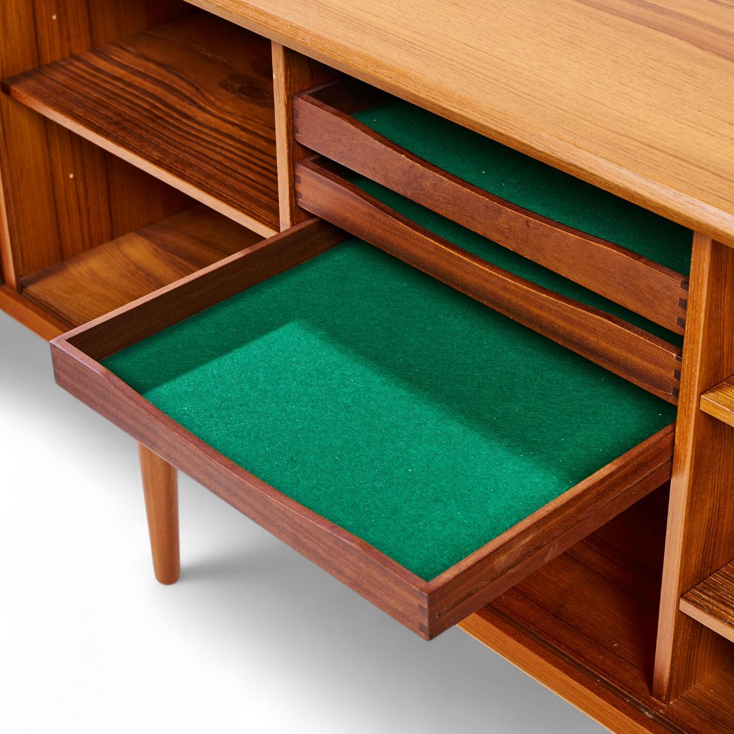 Svend Aage Larsen for Faarup Møbelfabrik Danish Tambour Door Credenza For Sale 3