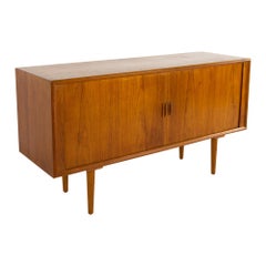 Vintage Svend Aage Larsen for Faarup Mobelfabrik MCM Danish Teak Tambour Door Credenza