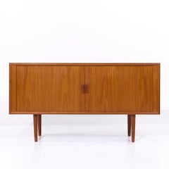 Svend Aage Larsen Mid Century Danish Teak Tambour Door Credenza