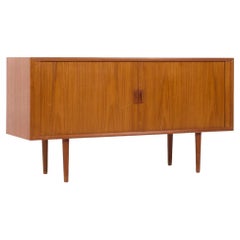 Svend Aage Larsen Mid Century Danish Teak Tambour Door Credenza