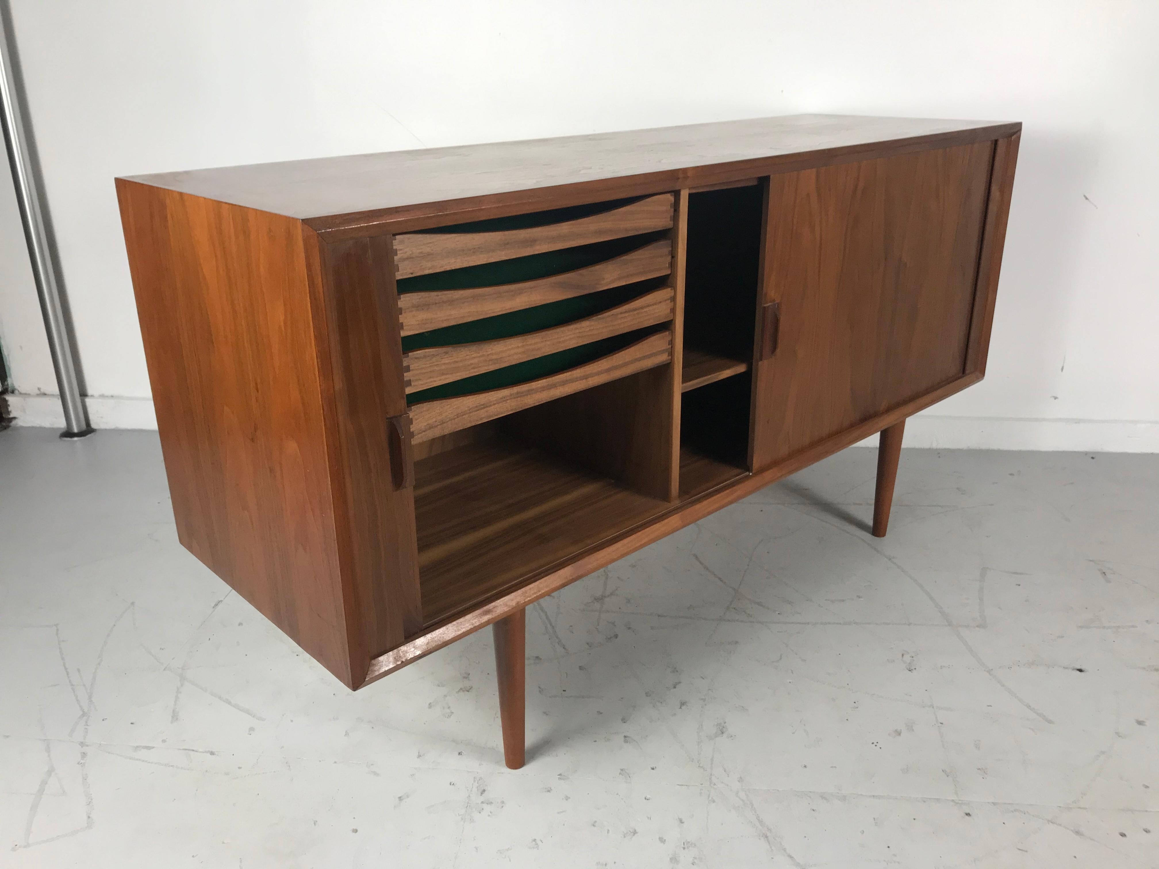 Teak Svend Aage Larsen Tambour Credenza for Faarup Mobelfabik, circa 1965