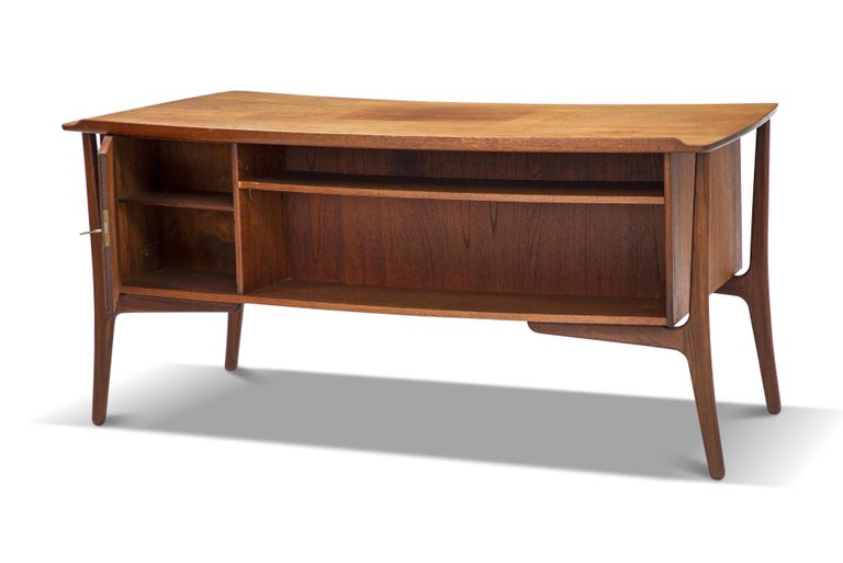 20th Century Svend Aage Madsen Bow Edge Desk in Teak For Sale