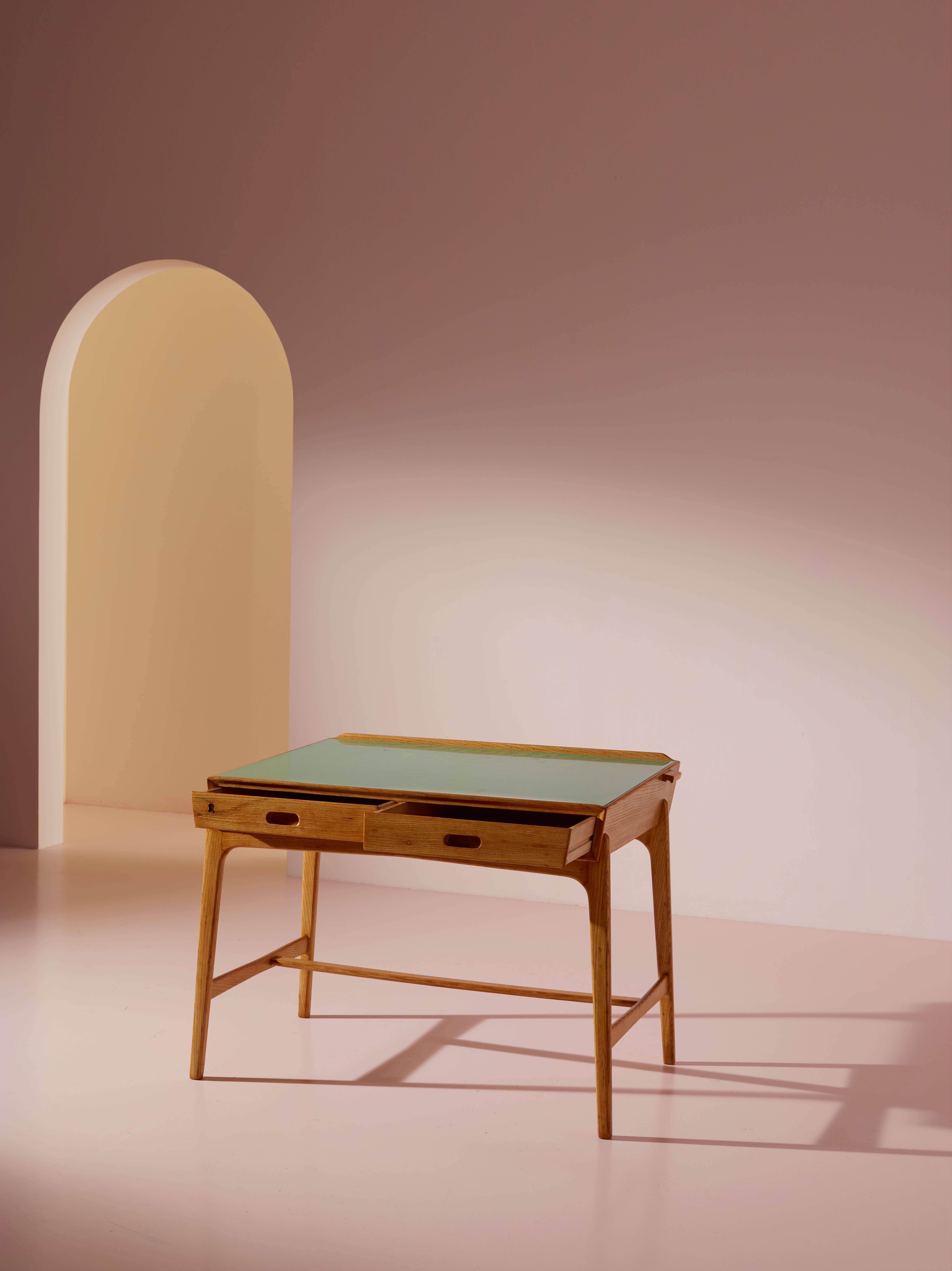 Formica Svend Aage Madsen desk with drawers produced by Sigurd Hansen, Denmark, 1958 For Sale