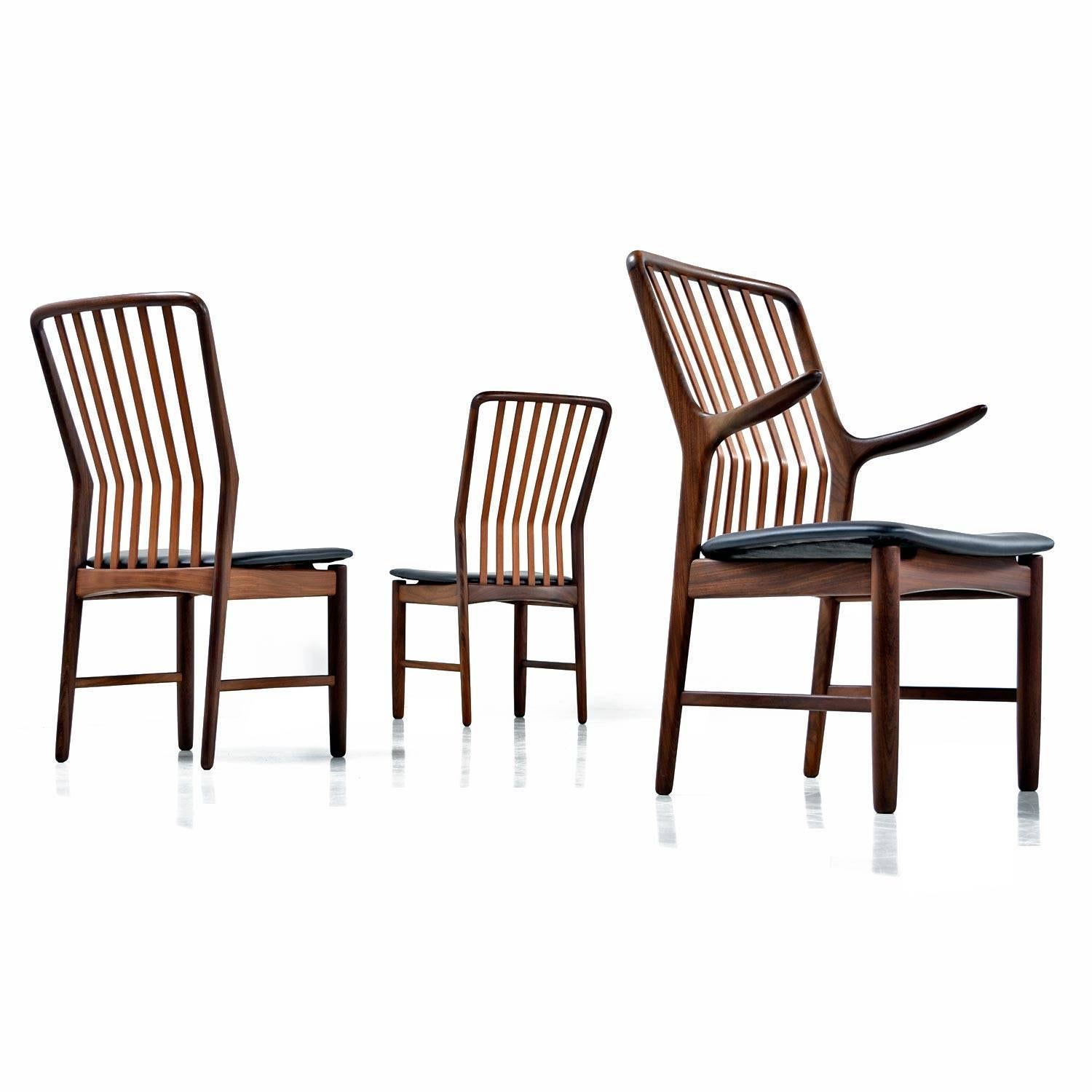 Svend Aage Madsen for Moreddi Danish Walnut Dining Chairs Set of Six 1