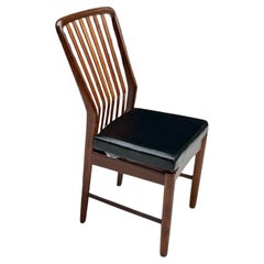 Svend Aage Madsen Stick Back Chair in Teak & Leder, Dänemark 1950er Jahre
