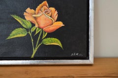 Svend Aage Madsen Still Life Painting of Rose in a Wooden Frame