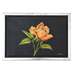 Svend Aage Madsen Still Life Painting of Rose in a Wooden Frame