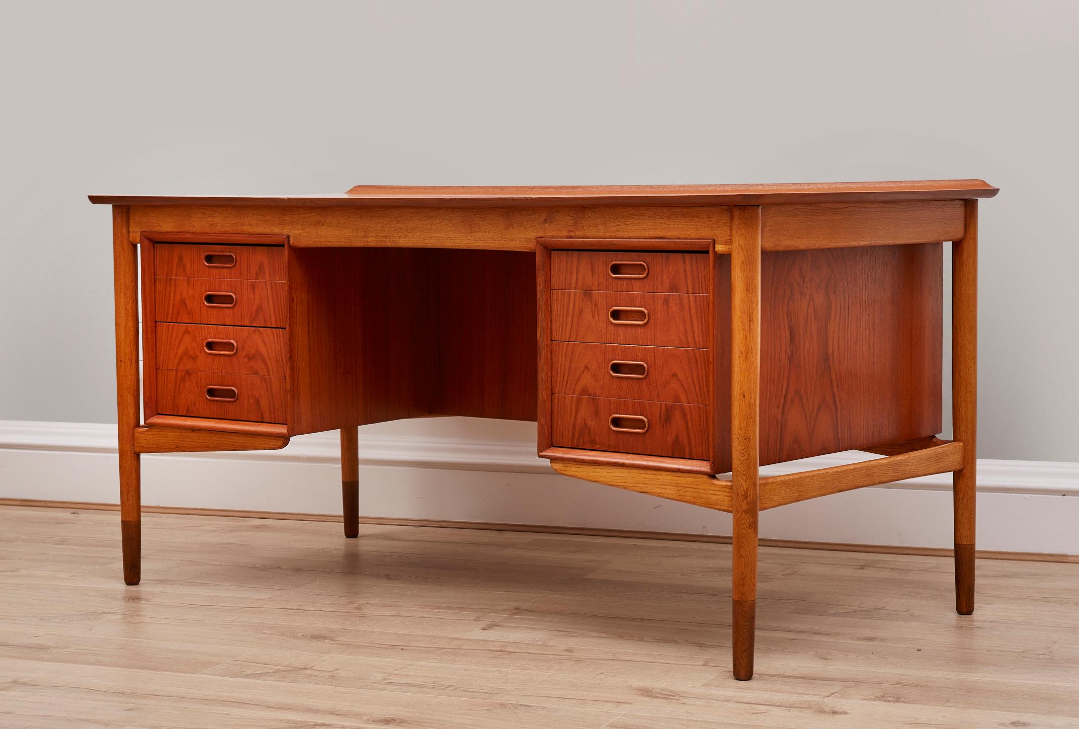 Danish Svend Aage Madsen Teak Curved Desk , Rare, Denmark 1960s