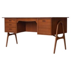 Svend Aage Madsen Teak Desk, Danish Modern, Sculptural Legs, 1960s