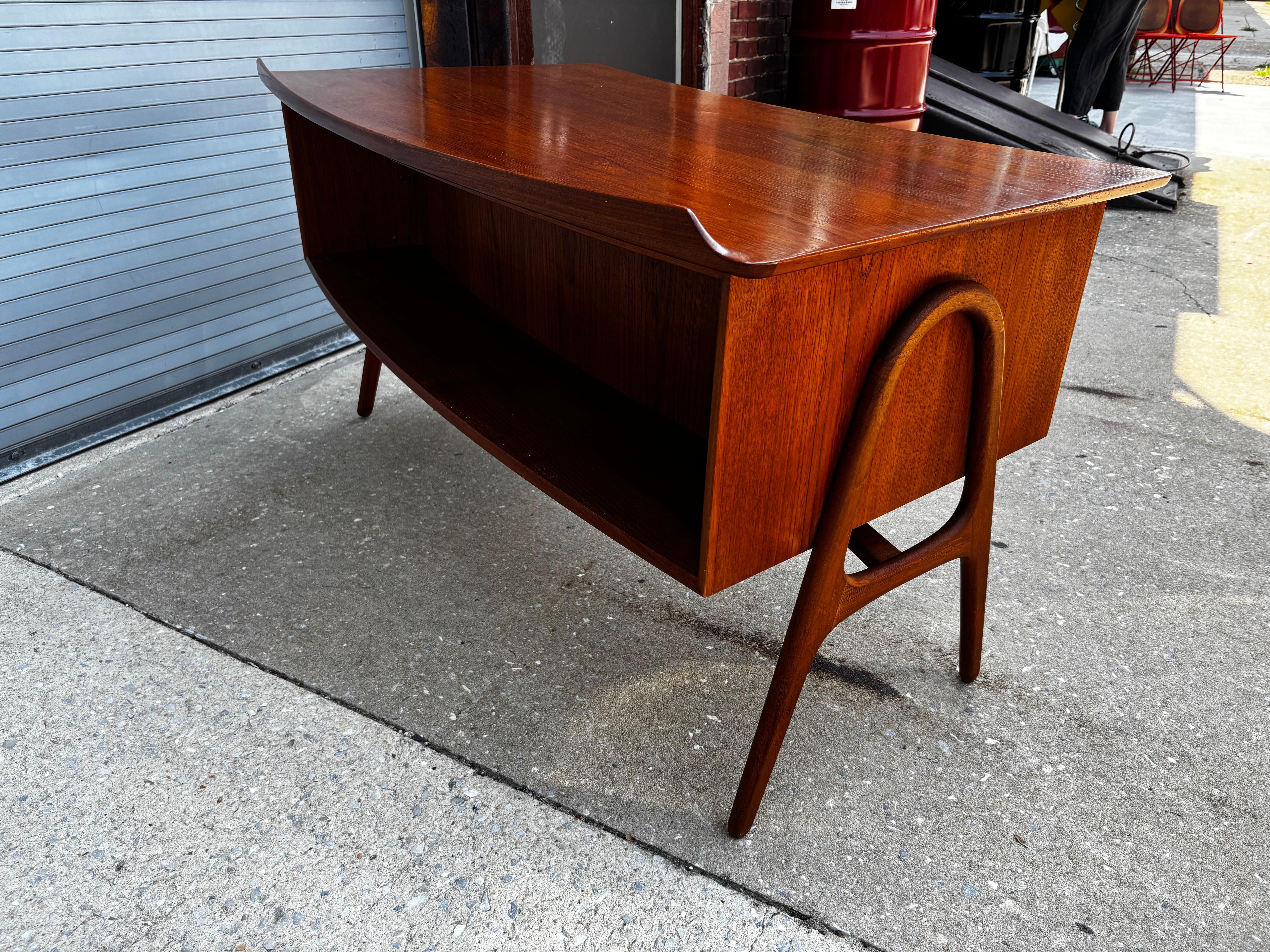 Svend Aage Madsen Teak Desk with Front Bookcase For Sale 4