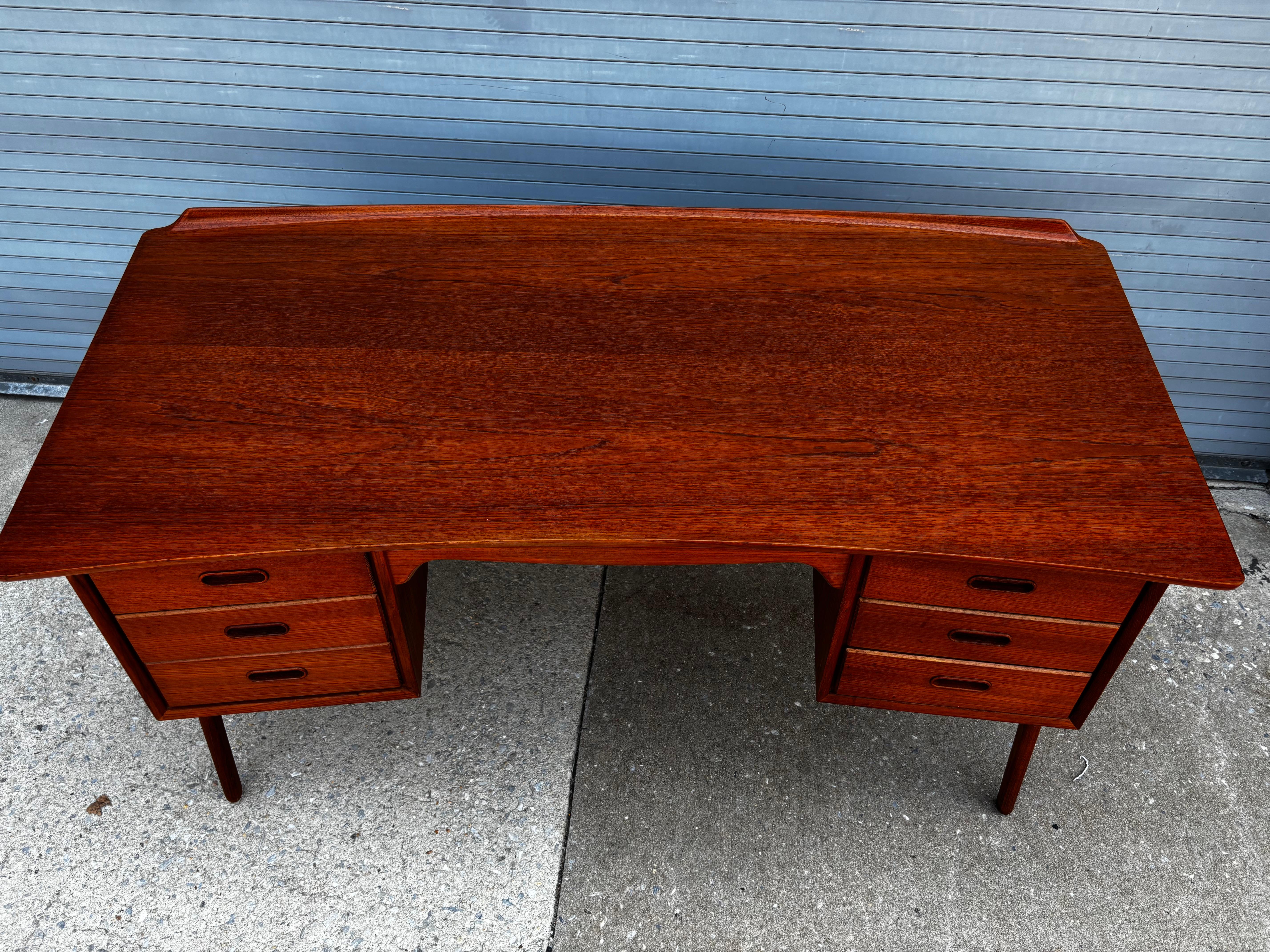Scandinavian Modern Svend Aage Madsen Teak Desk with Front Bookcase For Sale