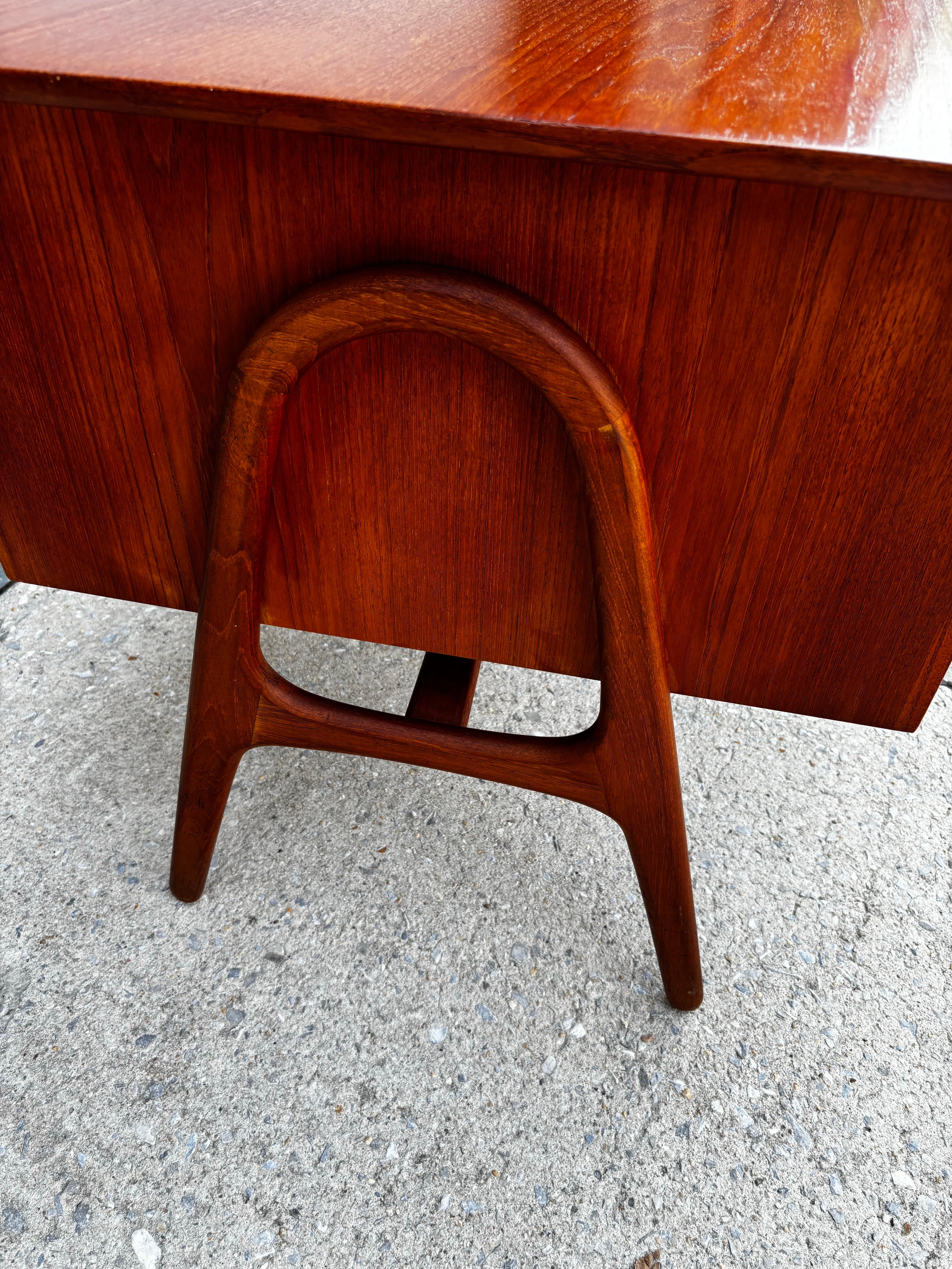 Danish Svend Aage Madsen Teak Desk with Front Bookcase For Sale
