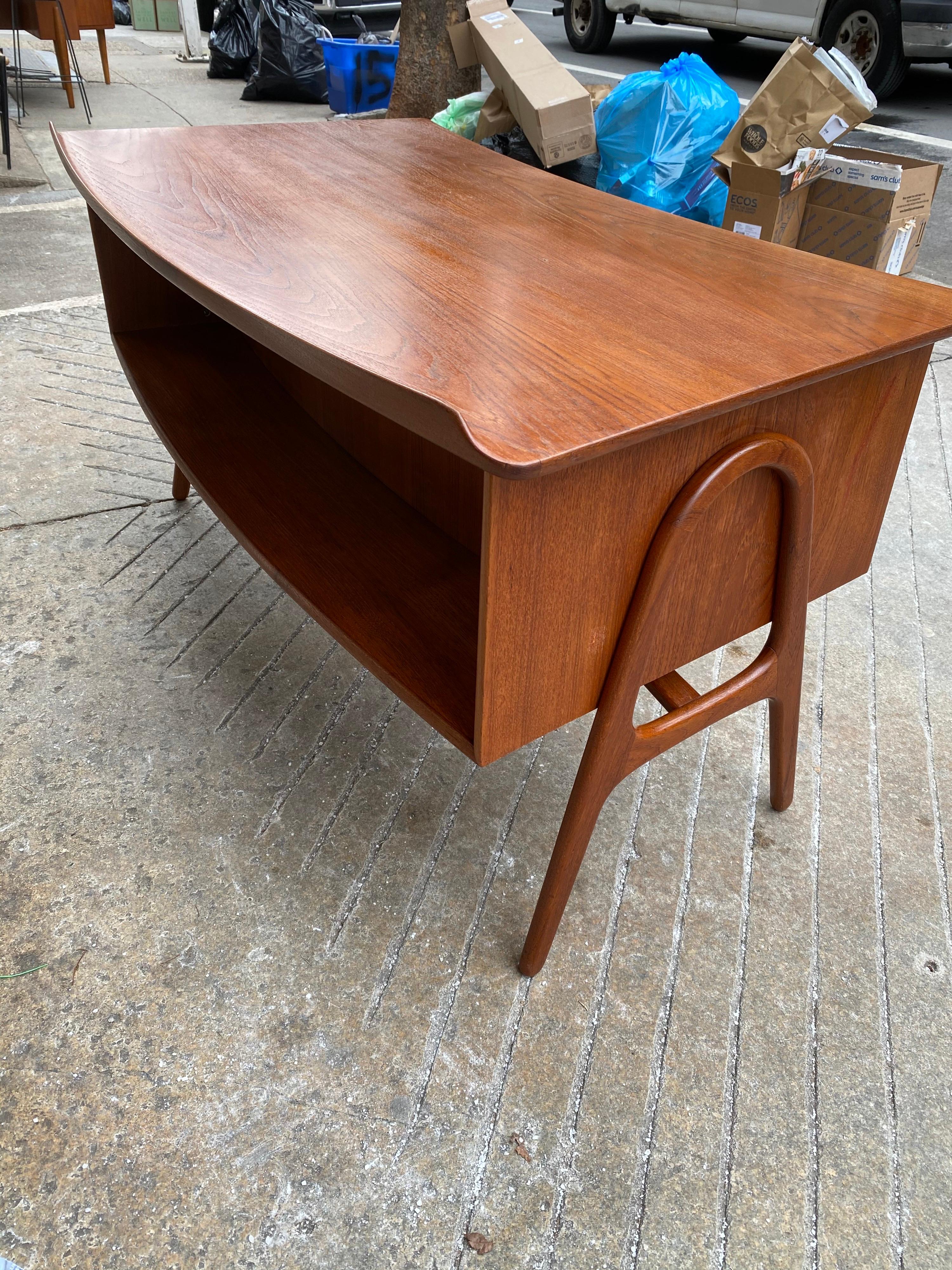 Svend Aage Madsen Teak Desk with Front Bookcase In Good Condition In Philadelphia, PA