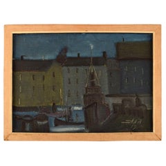 Svend Aage Tauscher, Oil on Board, Modernist Motif of Copenhagen