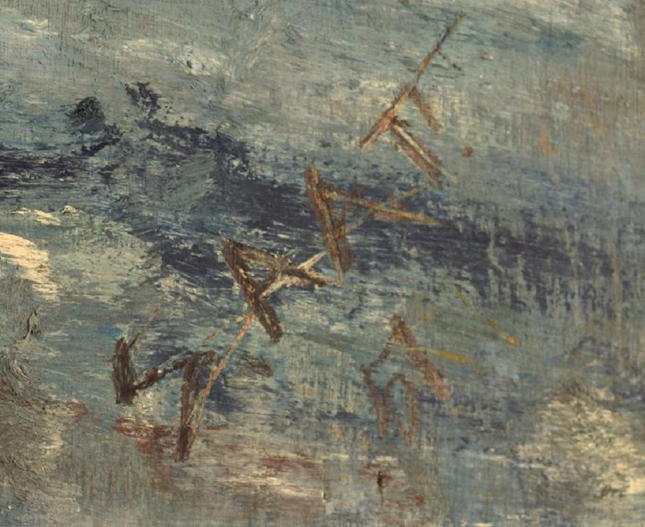 20th Century Svend Aage Tauscher Oil on Canvas, Modernist Landscape For Sale