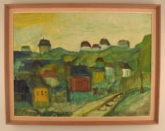 Svend Aage Tauscher, Oil on Canvas, Modernist Landscape with Houses