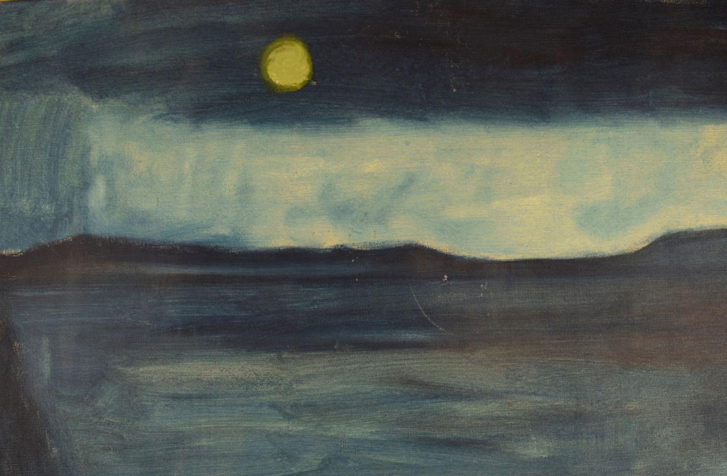 Svend Aage Tauscher, dänischer Künstler. Öl auf Leinwand. Modernistische nächtliche Landschaft (Moderne) im Angebot