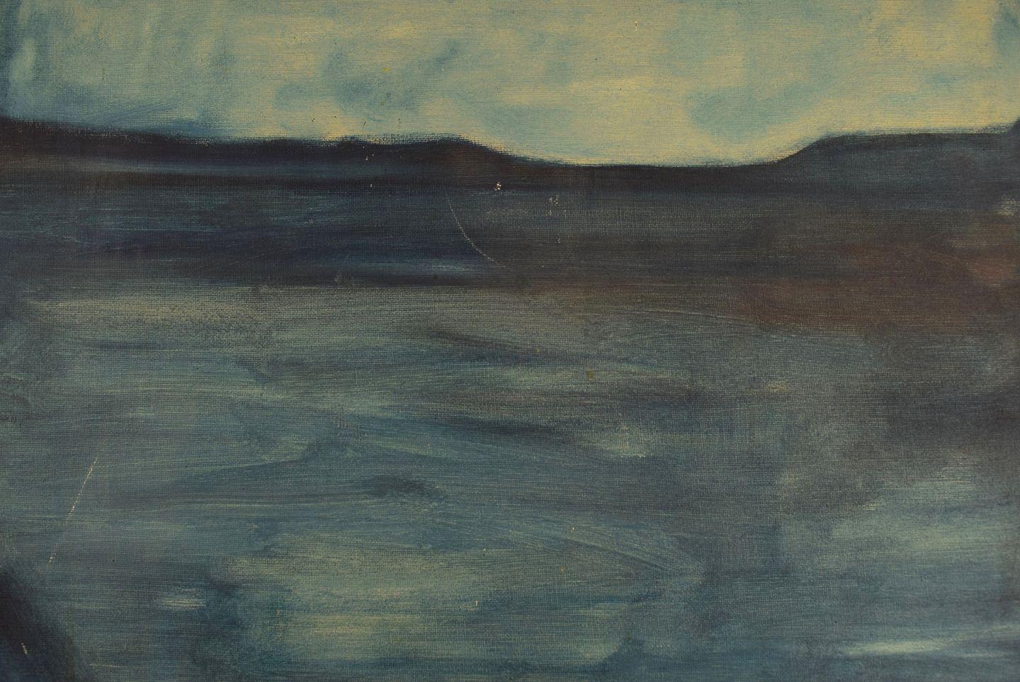 Svend Aage Tauscher, dänischer Künstler. Öl auf Leinwand. Modernistische nächtliche Landschaft (Dänisch) im Angebot