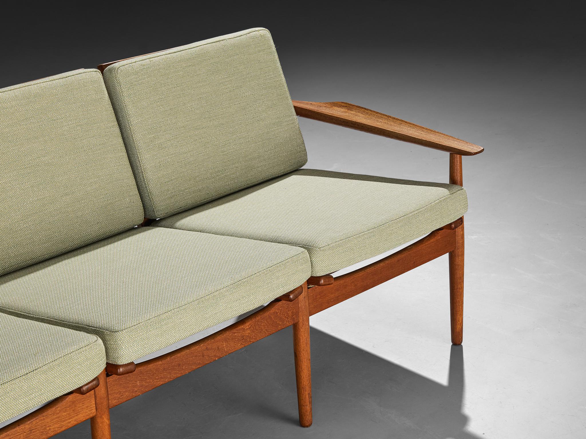 Fabric Svend Åge Eriksen for Glostrup Møbelfabrik Three-Seat Sofa in Teak For Sale