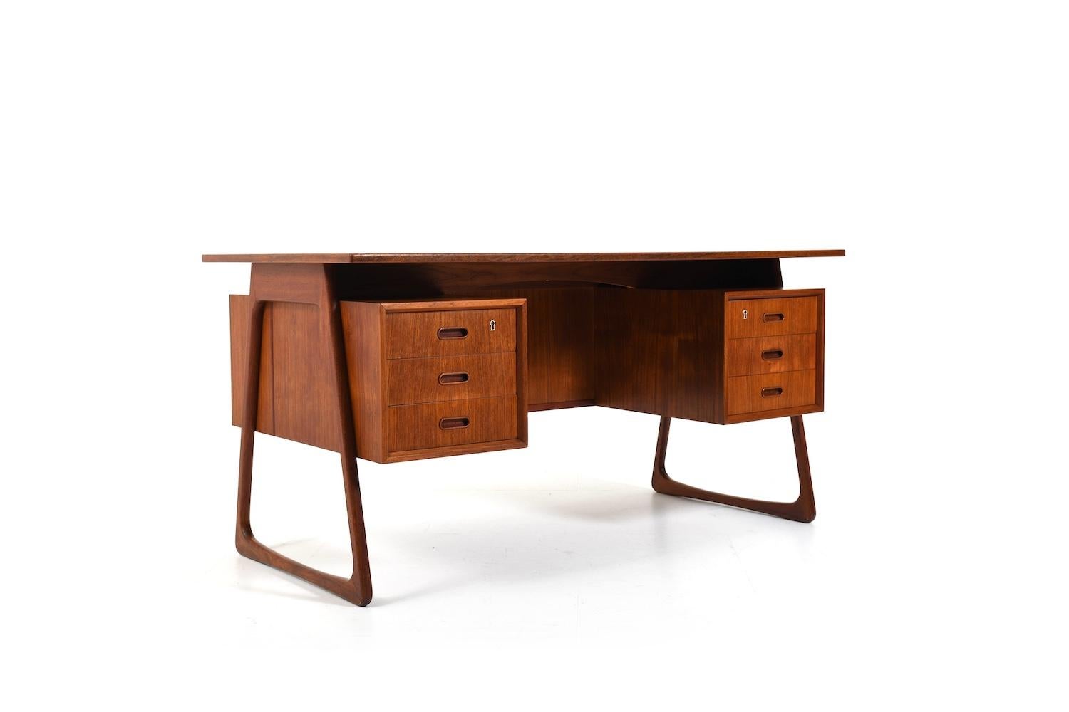 Svend Åge Madsen Sled Legs Teak Desk 1960s For Sale 1