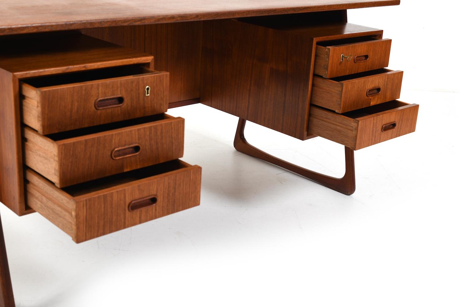 Svend Åge Madsen Sled Legs Teak Desk 1960s For Sale 2