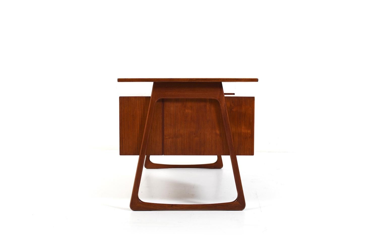 Svend Åge Madsen Sled Legs Teak Desk 1960s For Sale 4