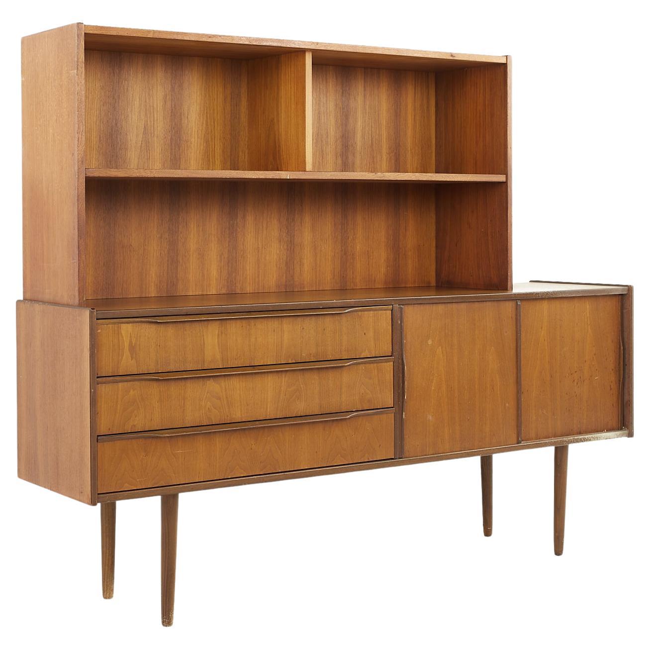 Danish Mid Century Modern Teak Credenza Hutch Dresser at 1stDibs