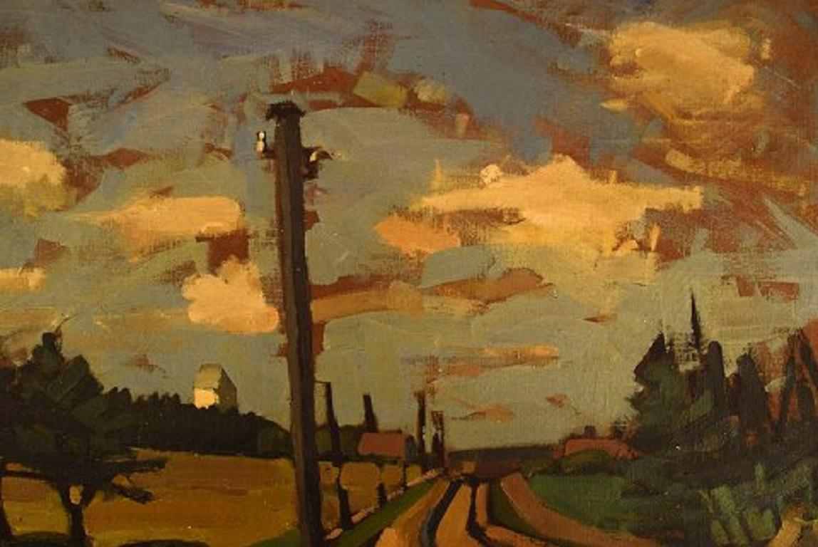 Modern Svend Engelund, Denmark. Oil on Canvas, Landscape from Vendsyssel For Sale