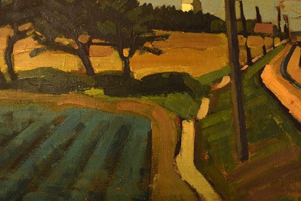 Danese Svend Engelund, Danimarca. Olio su tela, Paesaggio di Vendsyssel in vendita