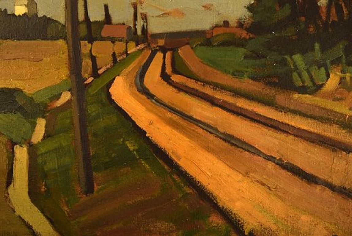 Mid-20th Century Svend Engelund, Denmark. Oil on Canvas, Landscape from Vendsyssel For Sale