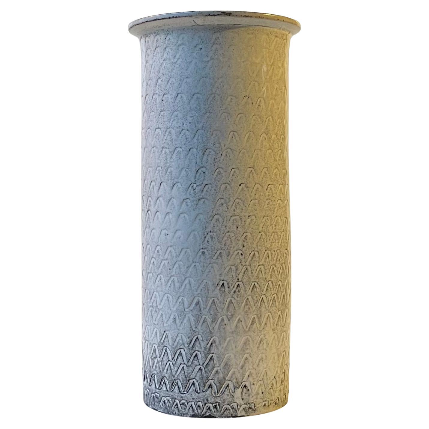 Svend Hammershøi Vaso cilindrico con smalti di frassino bianco e nero f Herman A. Kähler in vendita