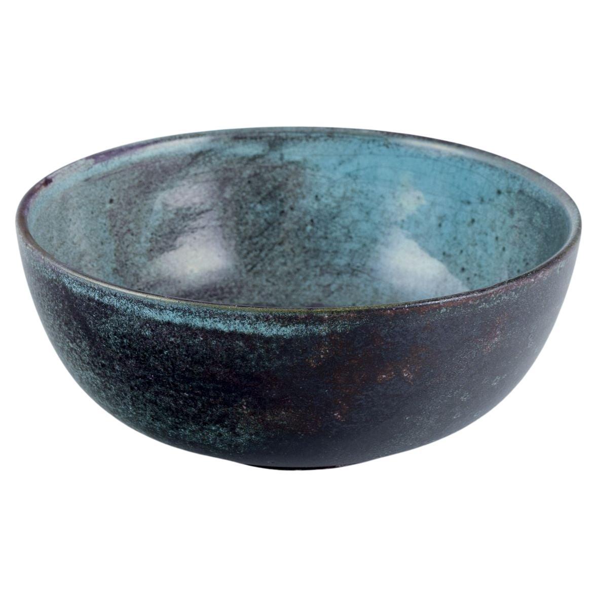 Svend Hammershøi for Kähler.  Ceramic bowl with black-green double glaze.