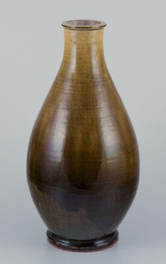 Svend Hammershøi for Kähler. Ceramic floor vase in uranium yellow glaze.