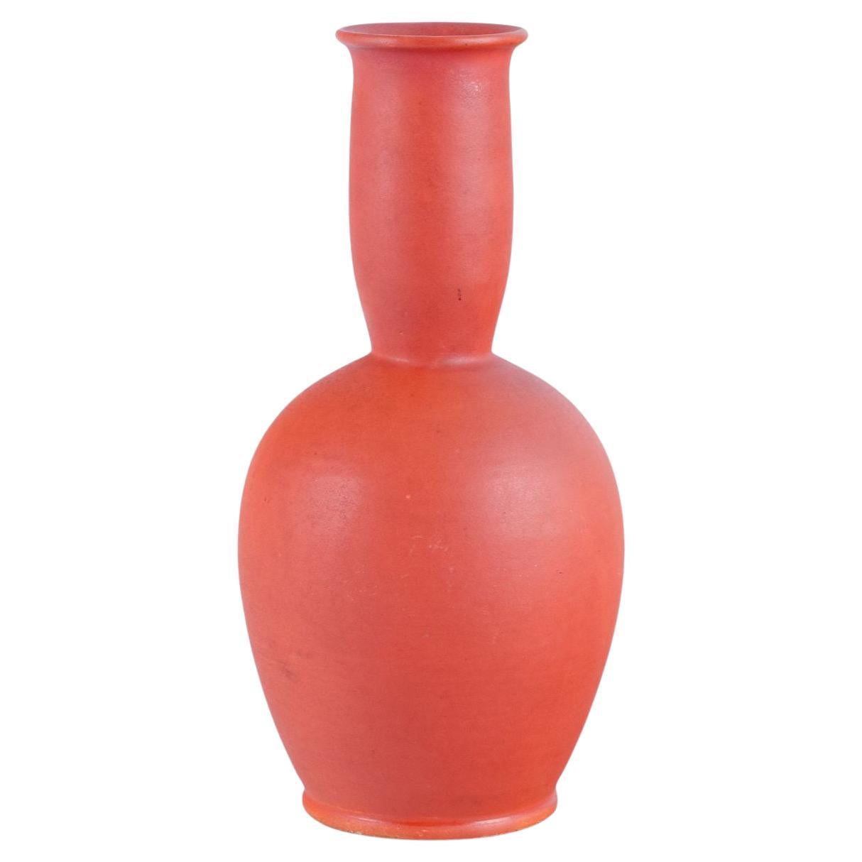 Svend Hammershøi for Kähler. Ceramic vase with orange uranium glaze For Sale