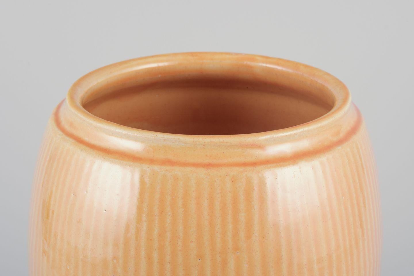 Danish Svend Hammershøi for Kähler, Denmark. Large ceramic vase in uranium glaze. For Sale