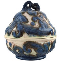 Svend Hammershøi for Kähler, Denmark, Large Rare Art Nouveau Lidded Jar