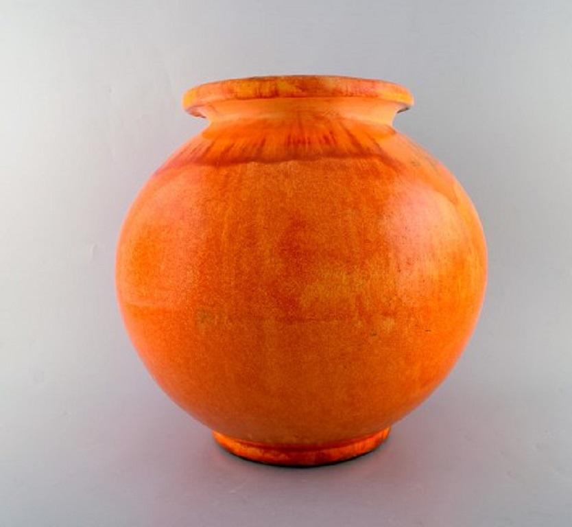 Danish Svend Hammershøi for Kähler, Denmark, Large Round Vase in Glazed Stoneware