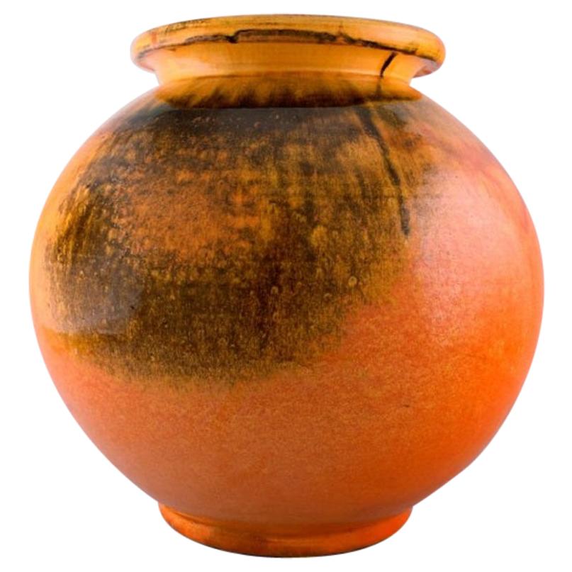 Svend Hammershøi for Kähler, Denmark, Large Round Vase in Glazed Stoneware