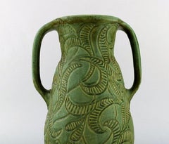 Svend Hammershøi for Kähler, Denmark, Large Unique Vase with Handles