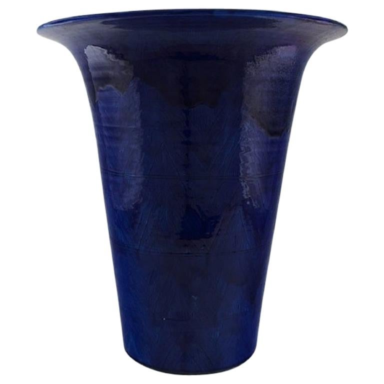 Svend Hammershøi for Kähler HAK, Colossal Floor Vase, Sgraffito Glazed Stoneware