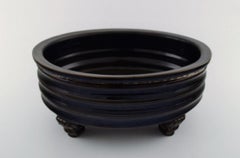 Svend Hammershøi for Kähler, Large Flowerpot with Dark Blue Glaze, 1940s
