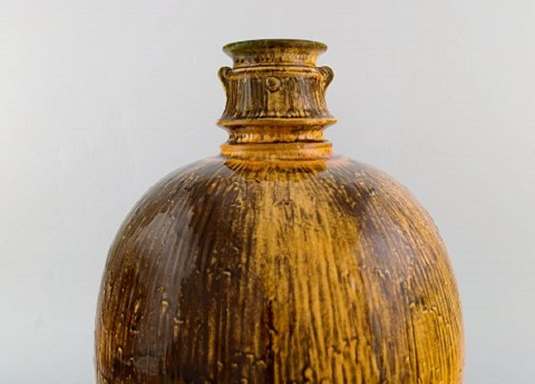 Art Deco Svend Hammershøi for Kähler, Large Vase in Glazed Stoneware, 1930s-1940s