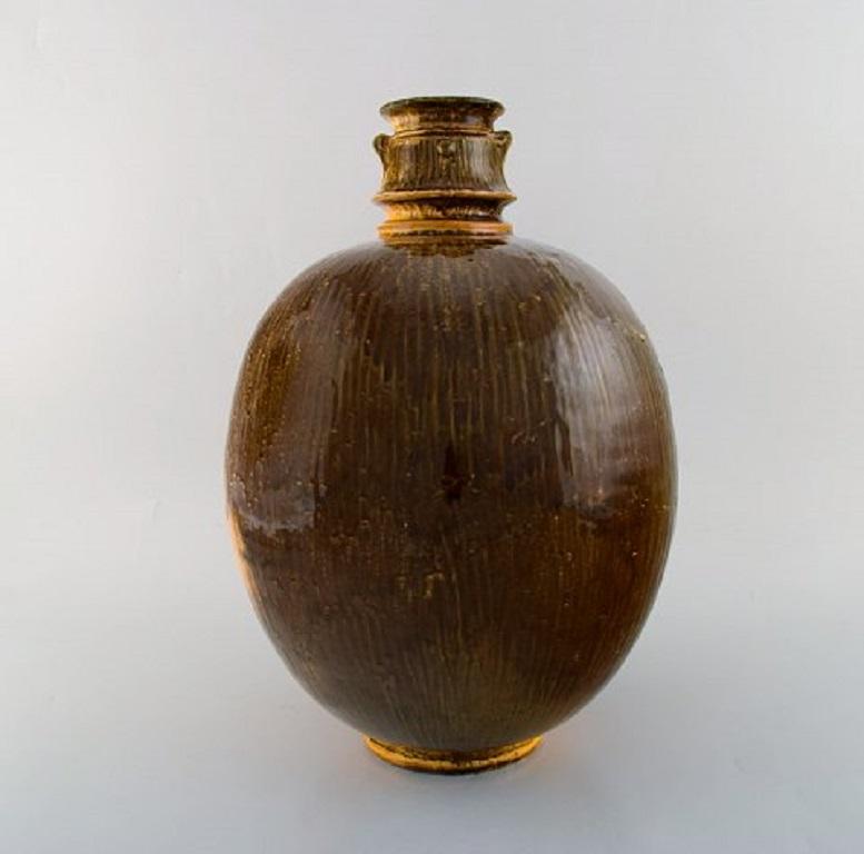 Danish Svend Hammershøi for Kähler, Large Vase in Glazed Stoneware, 1930s-1940s